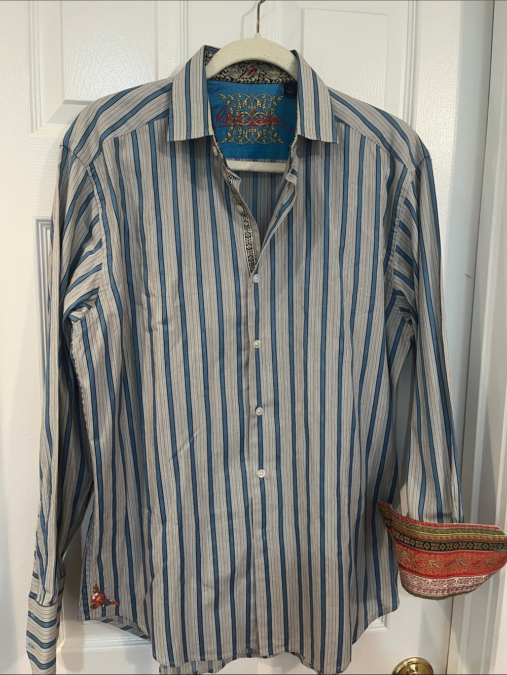 Robert Graham Blue and White Striped Button-Down Shirt